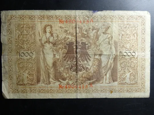 1000 марок Німеччина 1910 (червона печатка), літера Y Ціна