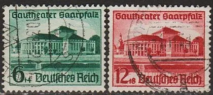 фото, 1938 - Рейх - Театр Саар Mi.673-74 _6.0 € _гаш