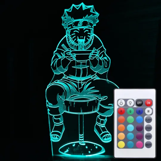 Акриловий світильник-нічник з пультом 16 кольорів Наруто рамен tty-n000861 Ціна