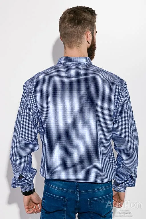 Рубашка, сине-белая в клетку, с длинными рукавами, 511F006 З аукціону