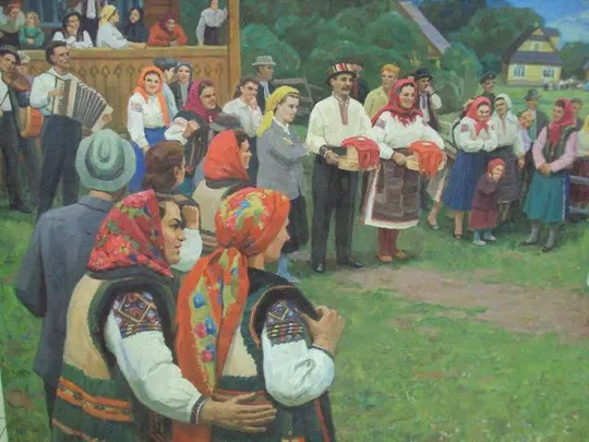 Купити Картина Гуцульская свадьба Лобода 1972 г. холст, масло размер 212,4 х 122,6 см №22