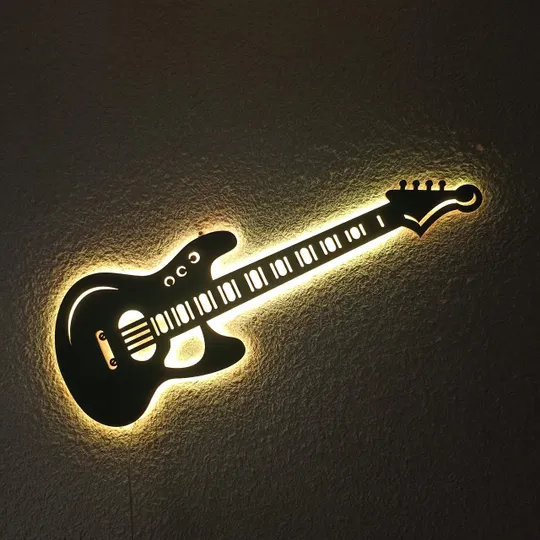 Панно декоративна картина на стіну Гітара LED підсвітка 250х742 acr-p000106 Продаж