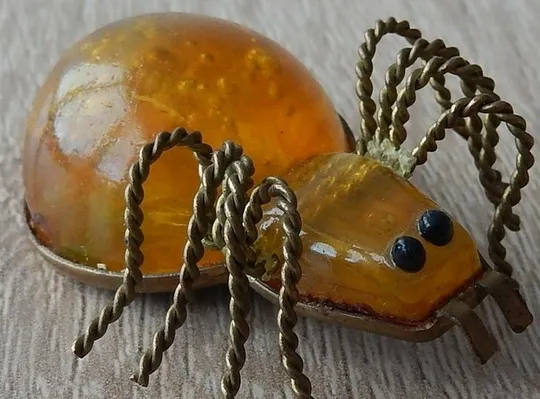 Винтажная Брошь Паук, СССР натуральный балтийский янтарь kn478 Ціна