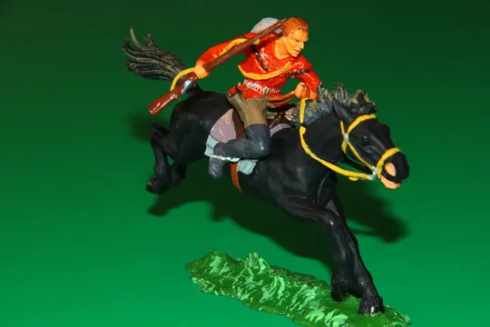 КОВБОЙ ТРАПЕР З КАРАБІНОМ НА КОНІ № 6990 траппер ELASTOLIN 70мм ФРГ Ціна