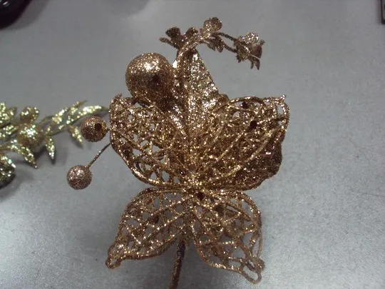 Елочные украшения бабочки на листьях цветочки лот 2 шт №9684 Недорого