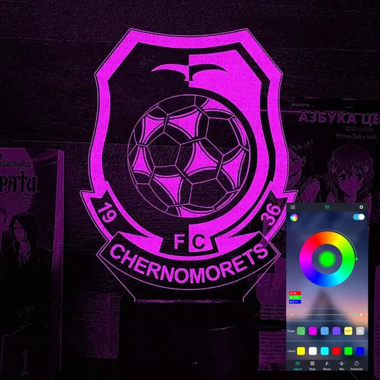 Акриловий світильник-нічник керування з телефона Чорноморець ФК tty-n002269 Ціна