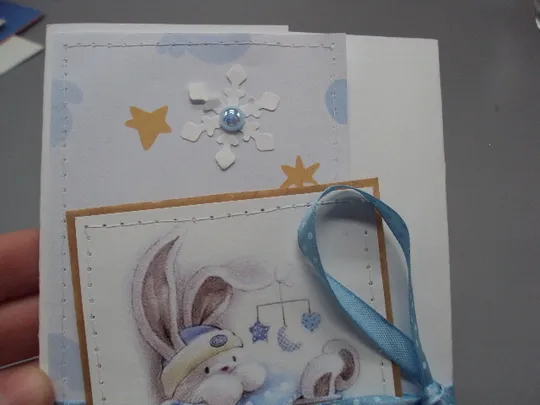 Открытка конверт С новорожденным! зайчик мальчик З новонародженим! чистая №18188л З аукціону