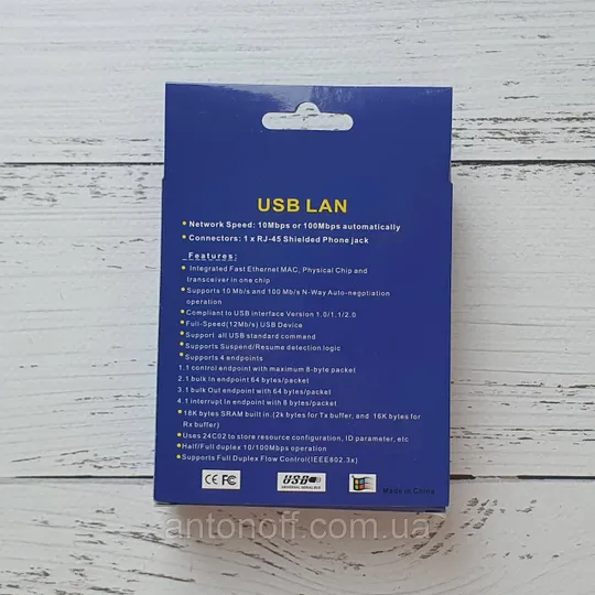 Купити USB LAN зовнішня мережева карта / USB2.0 адаптер Ethernet RJ45 10/100 Мбіт/с