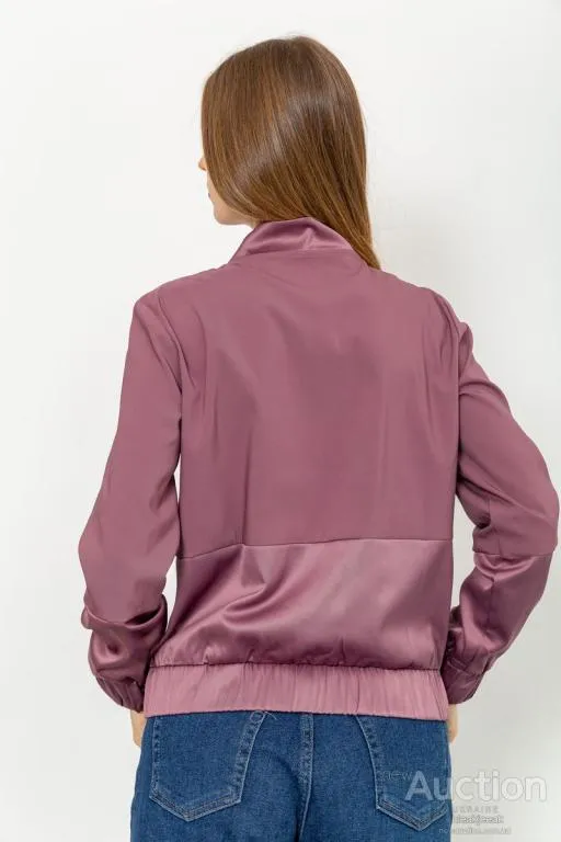 Женский бомбер с карманами, сливового цвета, 102R205-1 Продаж