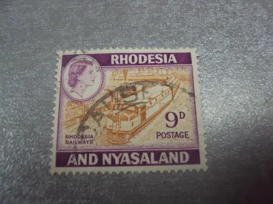 марки Родезия и Ньясаленд 1962 колонии королева елизавета транспорт поезд гаш №40 Ціна