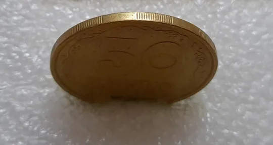 (3904) 50 копійок 1992 1ААм гарне зминання елементів зображення на реверсі (50 копеек 1992 брак) Інтернет-аукціон