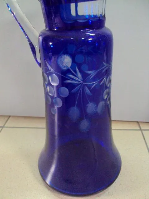 Купити Кувшин графин старый синее стекло виноград высота 30 см, с крышкой 33,5 см №12042