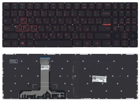 Клавіатура для ноутбука Lenovo Legion (Y520, Y520-15IKB) Black з підсвічуванням (Red Light), (No Fr Ціна