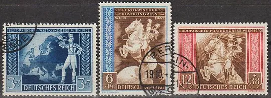 1942 - Рейх - Поштовий конгрес Mi.820-22  _7,50 Євро Ціна