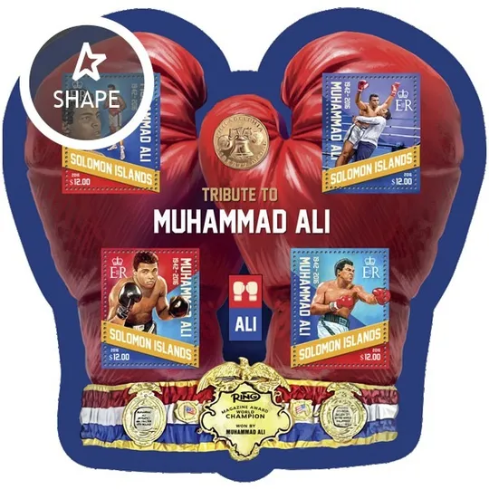 Соломоновы о-ва-Бокс-Мухаммед Али-2016. Чистый полный красивый комплект. MNH. Ціна