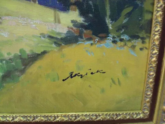 Картина горный пейзаж елки горы Якубек 1961 г. холст, масло в ажурной раме размер 118,7х158 см №185 Інтернет-аукціон