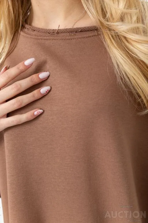 Туника однотонная, цвет мокко, 102R362-1 Де купити