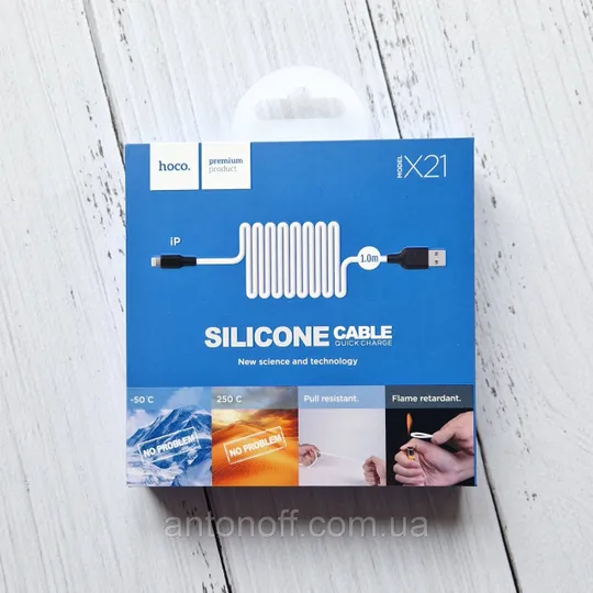 Кабель Hoco X21 Apple iPhone / Lightning 1м швидка зарядка силіконовий Білий Ціна