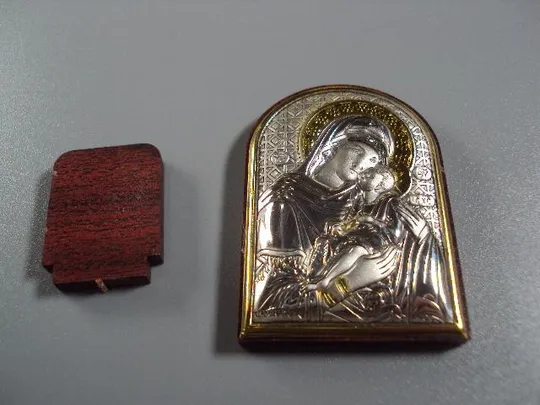 Икона Божья матерь Умиление богородица иконка серебро 925 проба Laminato Ag Италия 5,4х3,8 см №15304 З аукціону
