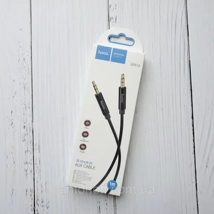 фото, Аудіо кабель Aux Hoco UPA19 mini-Jack 3.5mm to 3.5mm чорний 1 метр