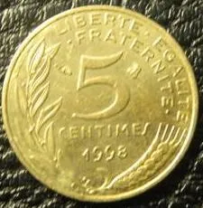 5 сантимів 1998 Франція Ціна