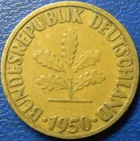 фото, 10 пфенінгів 1950 F ФРН
