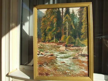 фото, Закарпатская шк.Торбич А. ( 1933-2010 г) х.м. разм. 80 х 60 см. 1980 год школа Эрдели и  Много  другого.