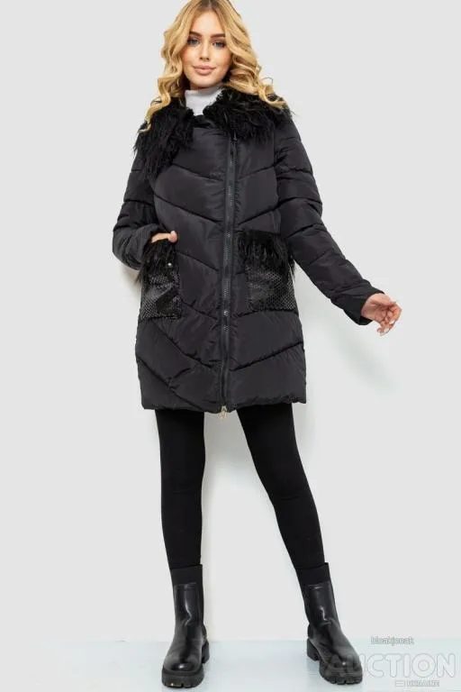 Купити Куртка женская однотонная, цвет черный, 235R5068