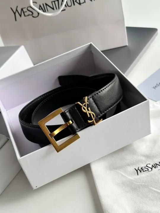 Купити Ремінець жіночий Yves Saint Laurent Cassandre Belt With Square Buckle Black/Gold (66119)