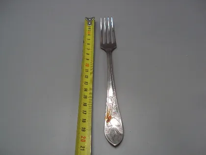 фото, Столовые приборы вилка столовая нерж узор листья листочки нержавейка длина 20,5 см №18635в