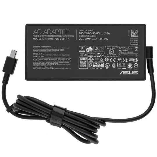 Оригінальний блок живлення для ноутбука ASUS 20V, 10A, 200W, Rectangle Conn, black, SLIM  RECTANGULAR З аукціону