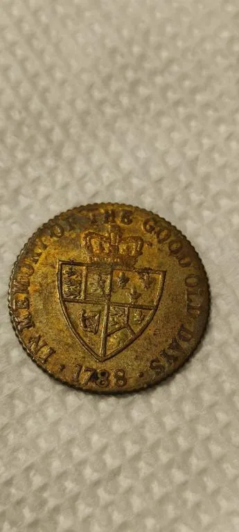 1788 год  старинный игровой Жетон в виде полугинеи/ монеты король Британии Георг Третий nf364 З аукціону
