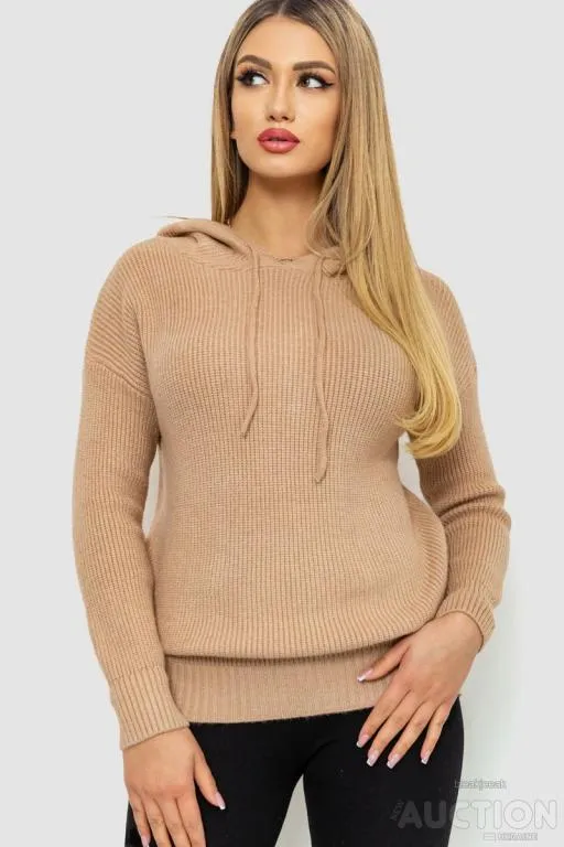 Кофта-батник женская с капюшоном, цвет бежевый, 244R2029 Ціна