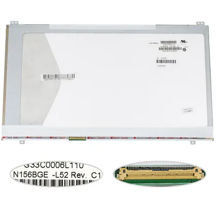 фото, Матриця 15.6 N156BGE-L52 (1366*768, 40pin, LED, SLIM(без дод. панелі !!!), глянець, роз'єм ліворуч знизу) для ноутбука (renew)