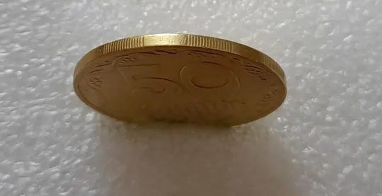 (3010) 50 копійок 1992 1БАм розкол в році випуску на аверсі (50 копеек 1992 брак царапина штемпеля) Де купити