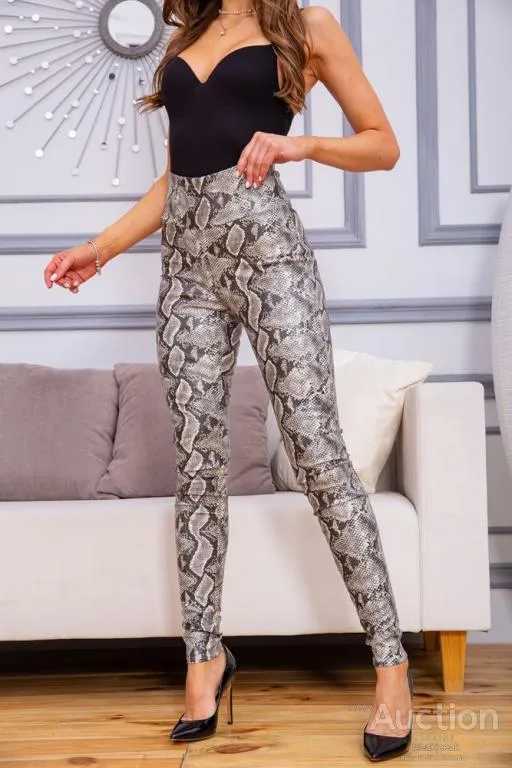 Купити Утягивающие лосины, в змеиный принт серого цвета, 172R9010