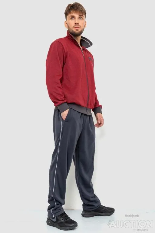 Спорт костюм мужской на флисе, цвет красно-серый, 244R9109 Продаж