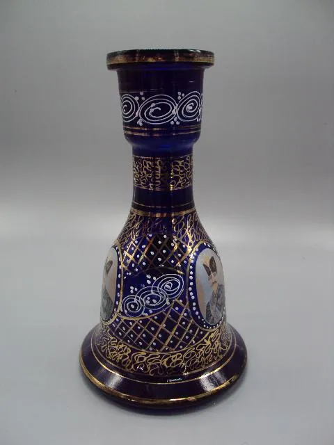 Колба для кальяна или ваза кобальт Иран король Шах Реза Пехлеви кобальтовое роспись 26 см №13660 З аукціону