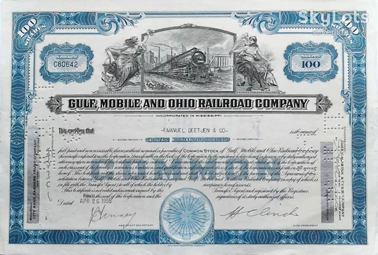 Акція Сертифікат на 100 Акцій The Gulf, Mobile and Ohio Railroad Company 1974 США Mt 07 Ціна