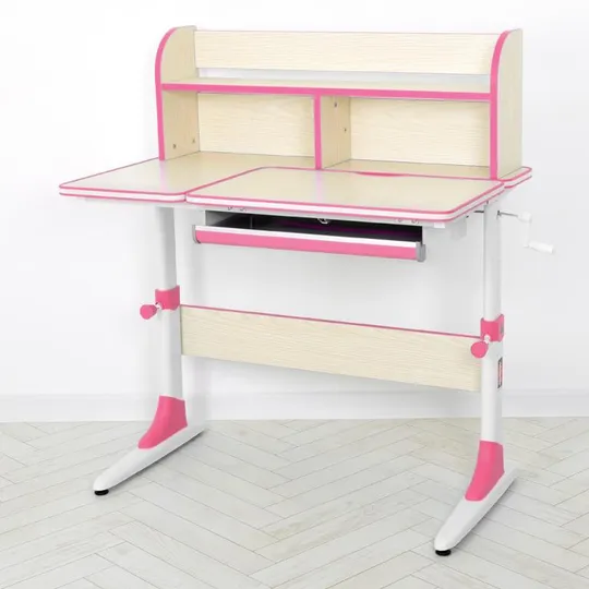 Купити Детская Парта Bambi M 4804(W)-8, с надстройкой, выдвижной ящик, регулируемая высота (Розовый)