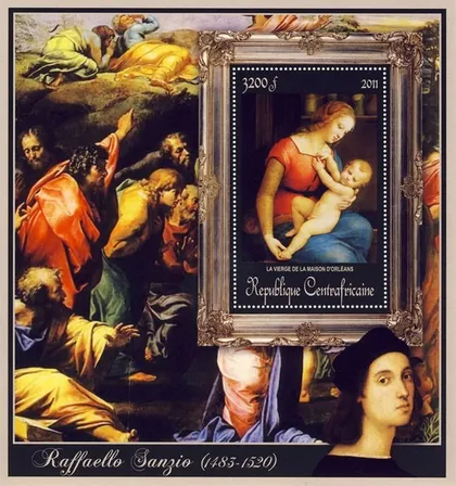 фото, ЦАР-Живопись- Рафаэль -2011.Чистый  красивый Блок.MNH.