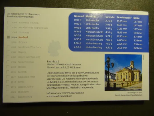 Комплект євромонет Німеччини 2009 D (повний комплект+ 2 ювілейні) UNC Продаж