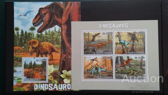 СанТоме и Принсипи - Динозавры-2010. Чистый полный комплект-Блок+М/Лист. MNH. Ціна