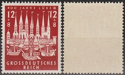 фото, 1943 - Рейх - 800 років Любека Mi.862 **