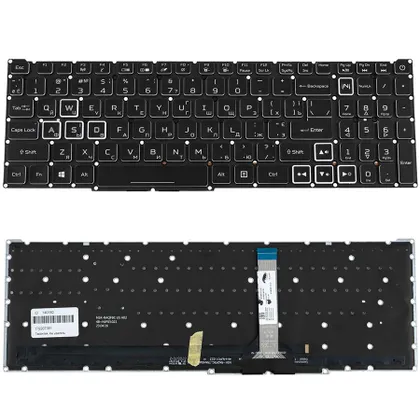 фото, Клавіатура для ноутбука ACER (Nitro: AN517-55) ukr, black, без фрейму, підсвічування клавіш RGB (оригінал)