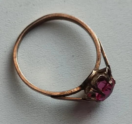 Кольцо СССР серебро 925 позолота с розовым камнем 18 размер  vt324 Продаж