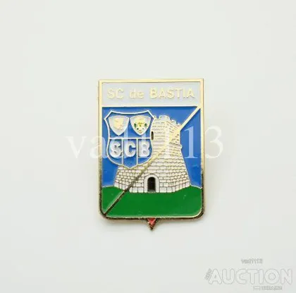 фото, значок футбол  СК Бастия Франция - France.  (серия герб города и эмблема клуба)