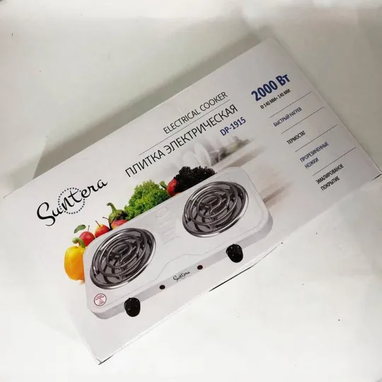 Плита электрическая Suntera DP-1915, мощная настольная электроплита, плита бытовая. Цвет: белый Продаж