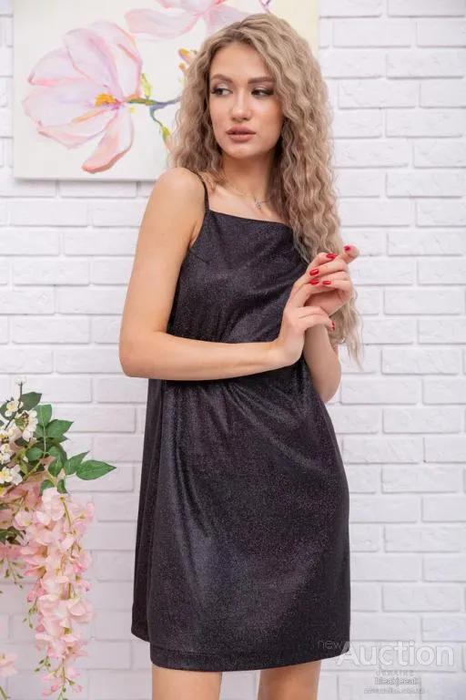 Мини-платье на бретелях, черного цвета, 115R0464 Ціна