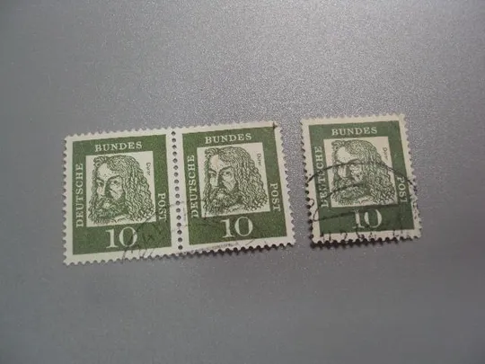 марки сцепка Германия ФРГ 1961 стандарт А.Дюрер знаменитые немцы личности лот 3 шт гаш №1992 Ціна